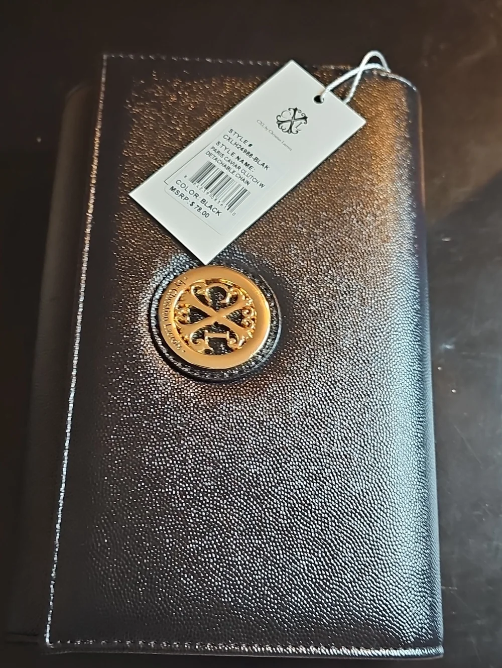 Christian Lacroix Nwt  Black Clutch with Gold Medallion